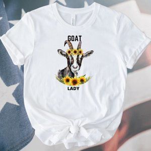 Trendy Graphic Goat Lady T-Shirt